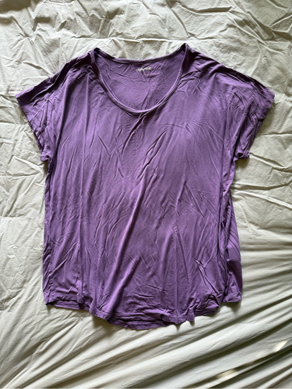 Lands' End Women's Lavender Scoop Neck Short Sleeve Tee